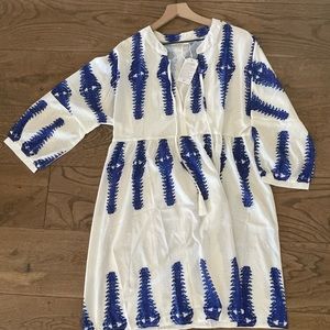 Blue and white dress